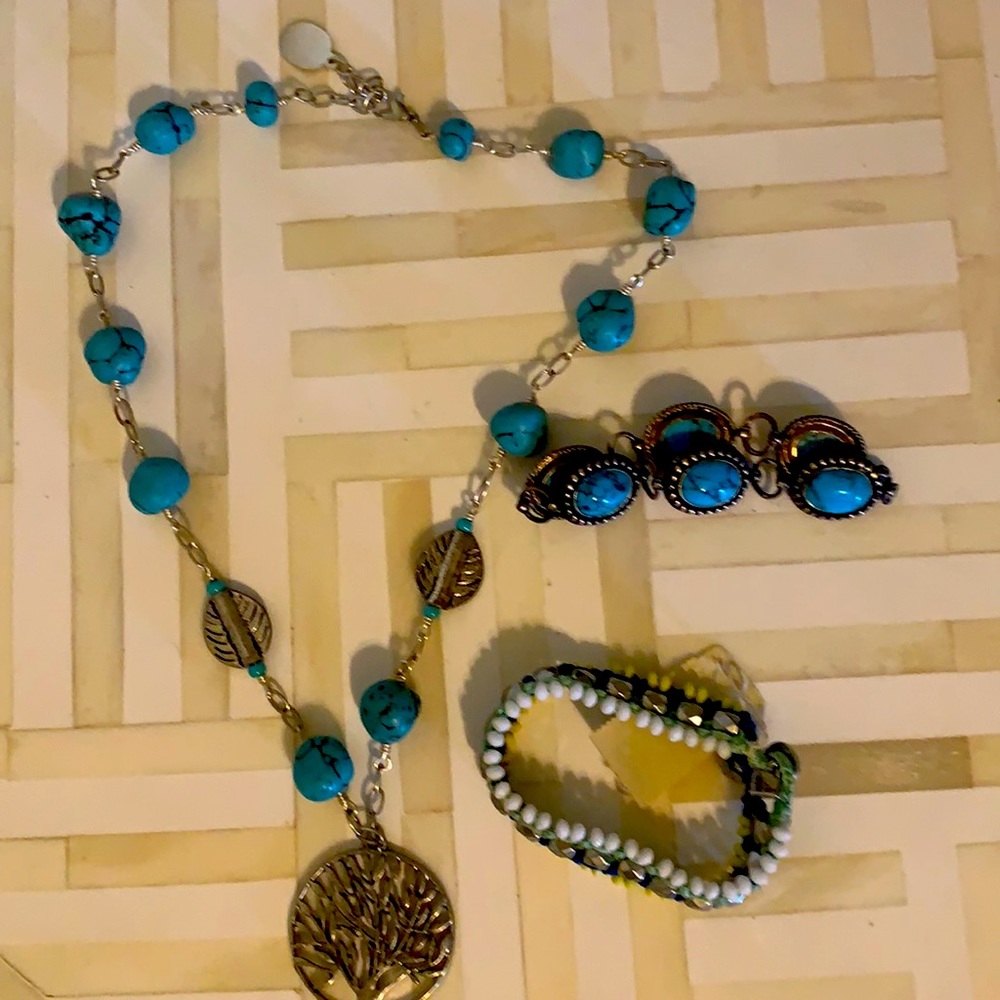 Beautiful turquoise tree of life set